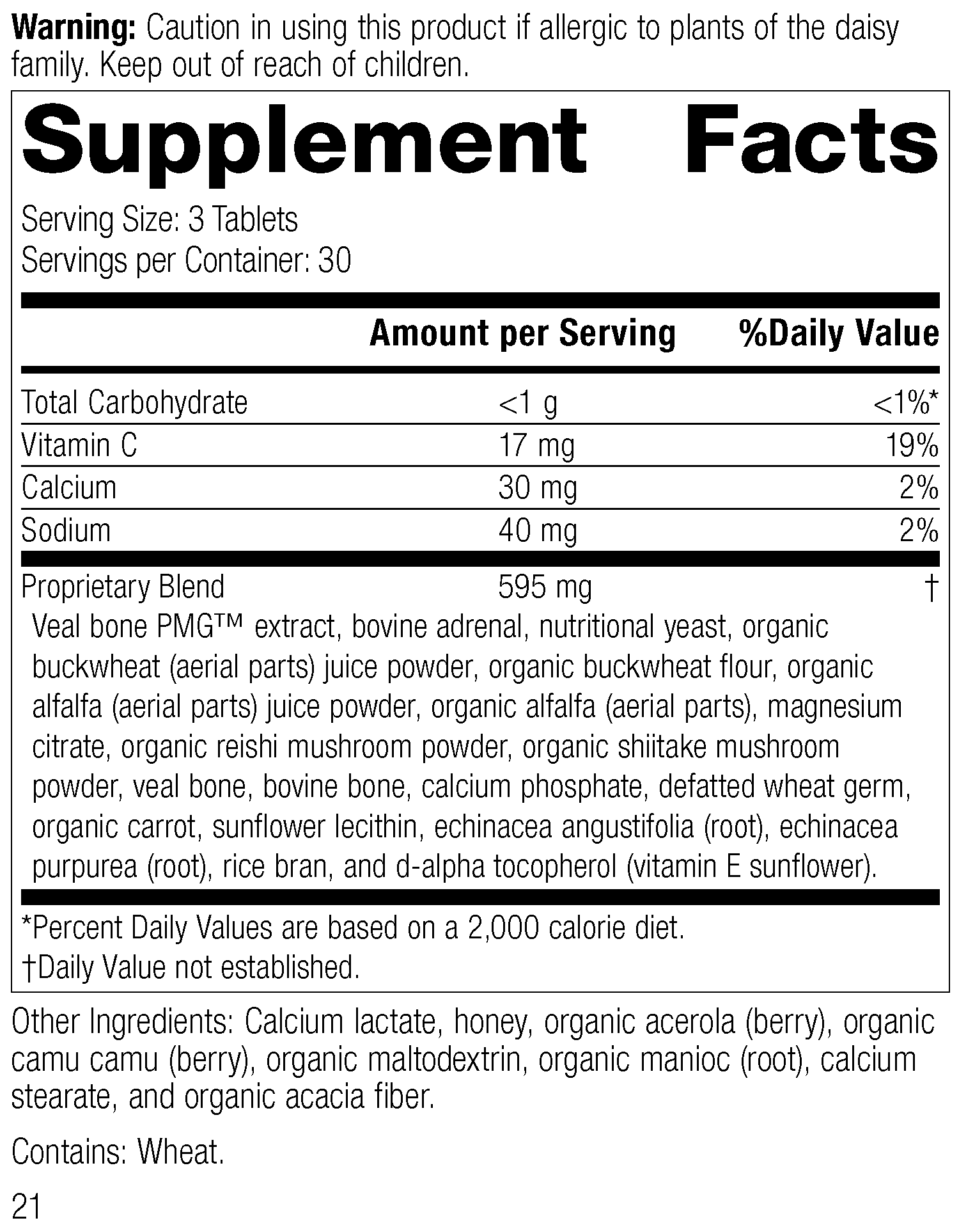 Cataplex® C, 90 Tablets, Rev 20 Supplement Facts