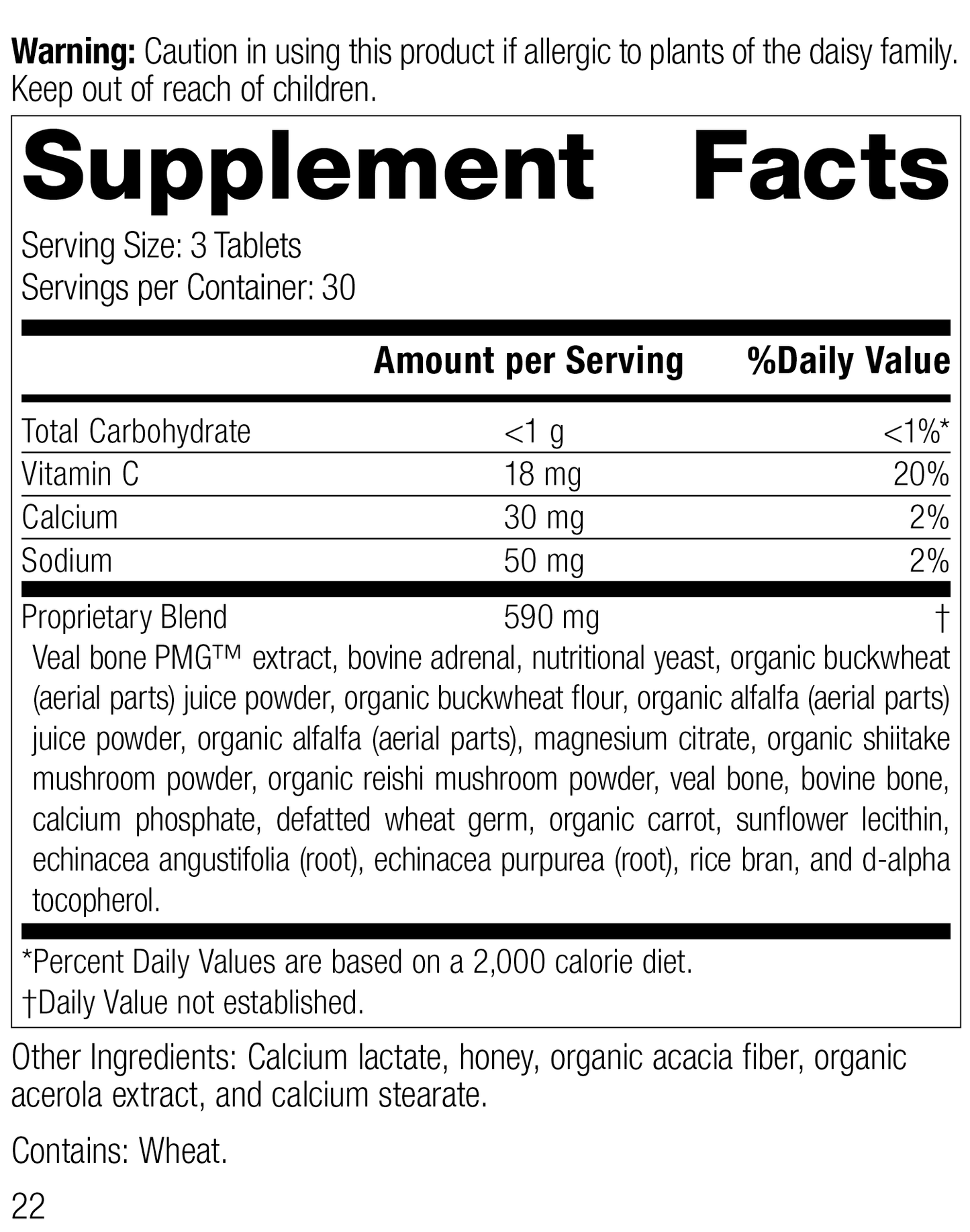 Cataplex® C, 90 Tablets, Rev 20 Supplement Facts