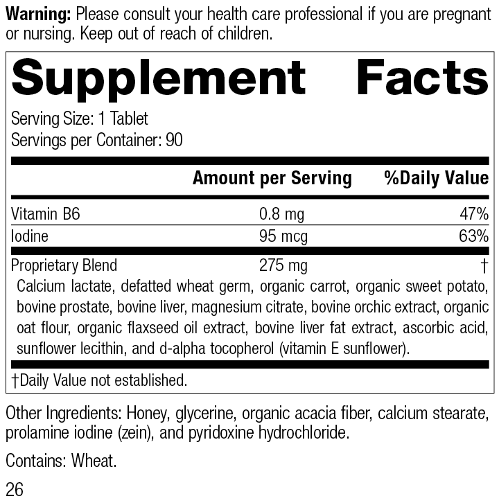 Cataplex® F Tablets, 90 Tablets, Rev 25 Supplement Facts