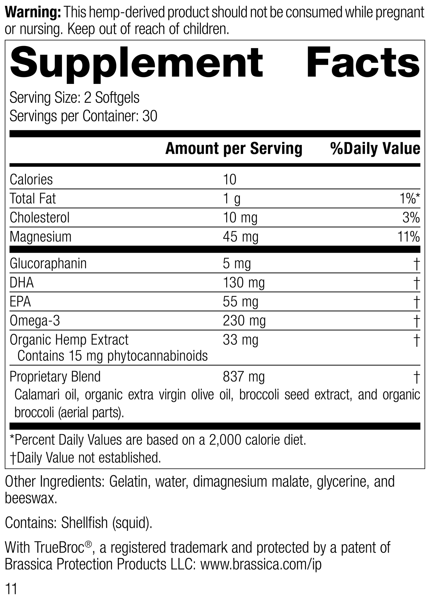 Hemp Oil Complex™, 60 Softgels, Rev 09 Supplement Facts