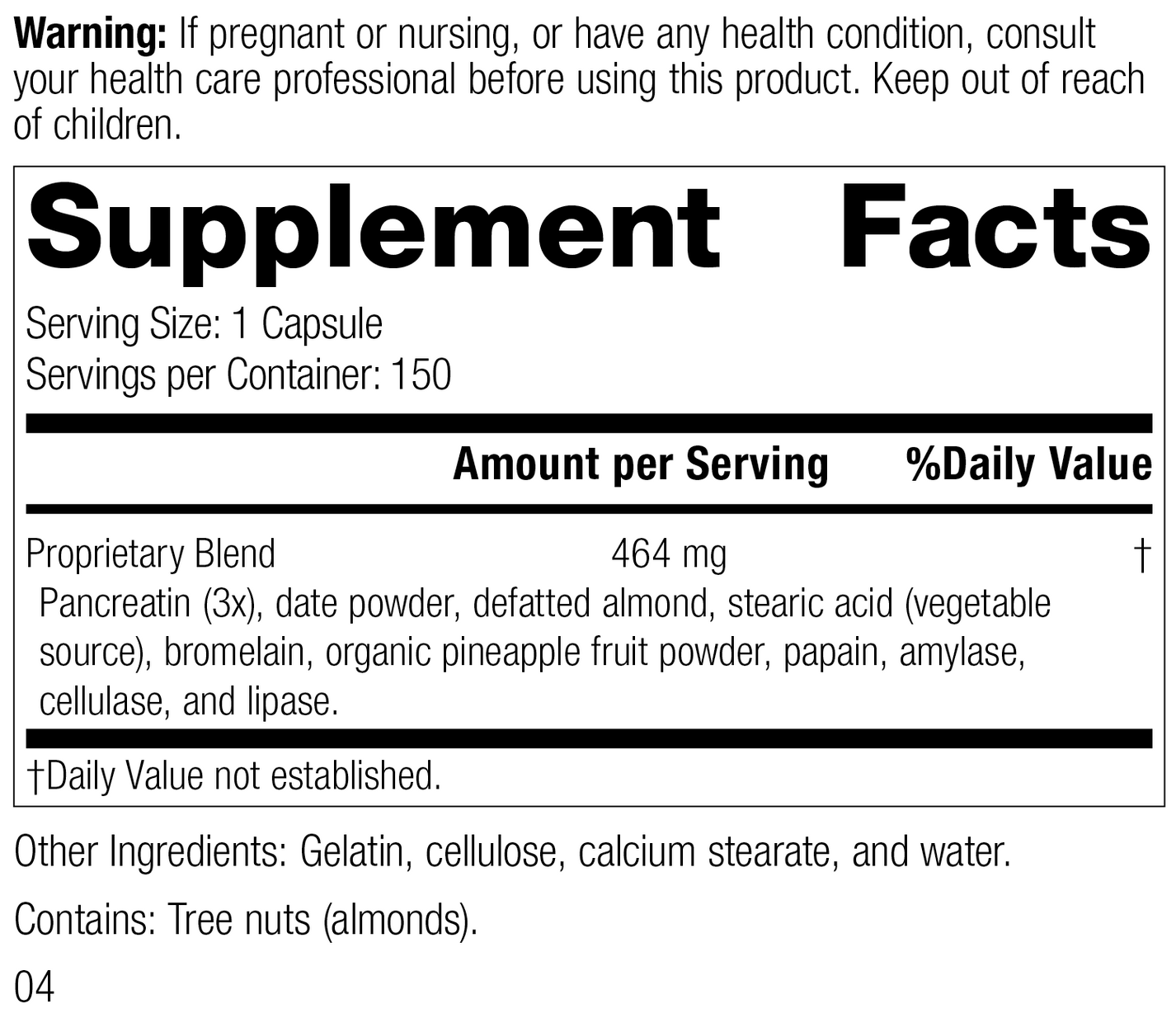 Multizyme®, 150 Tablets, Rev 02 Supplement Facts