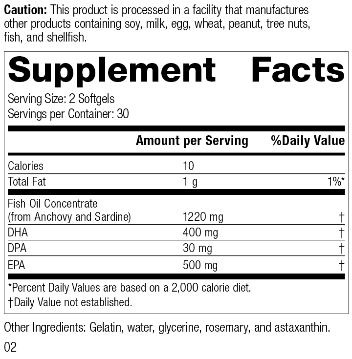 Olprima™ EPA|DHA, 60 Softgels, Rev 02 Supplement Facts