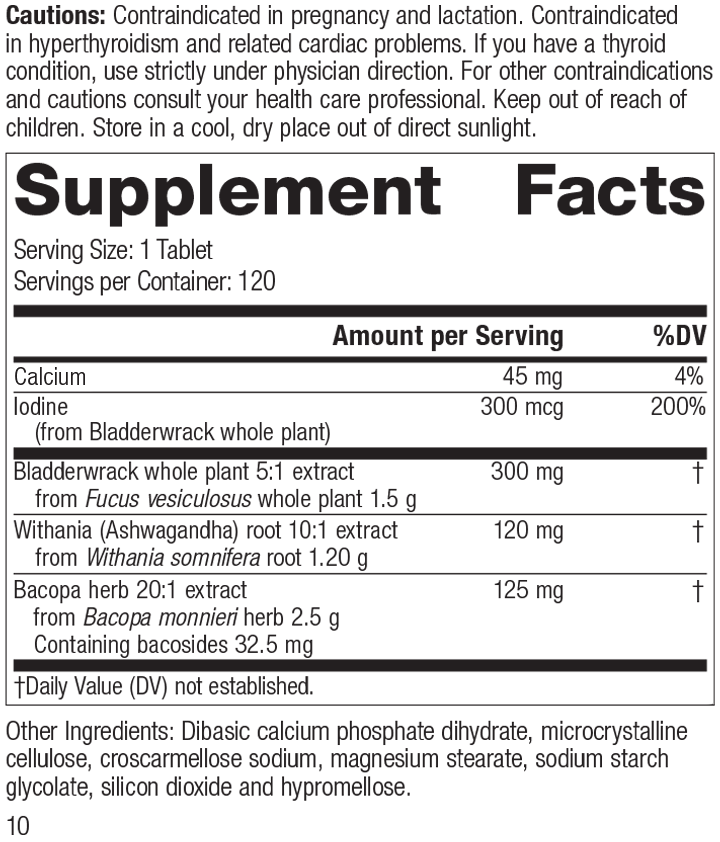Thyroid Complex, 120 Tablets, Rev 10 Supplement Facts